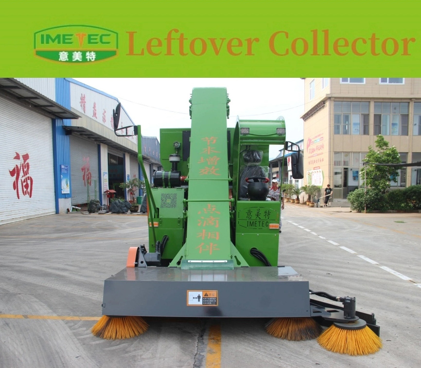 Residue collection machine with spreading