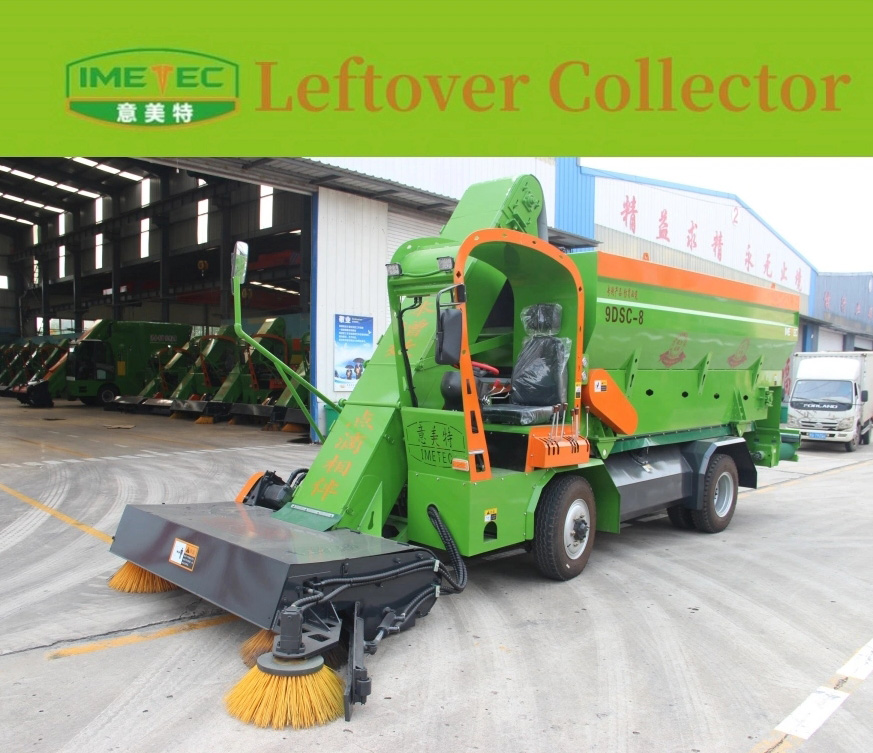 Residue collection machine with spreading