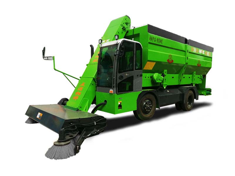 Residue collection machine with spreading