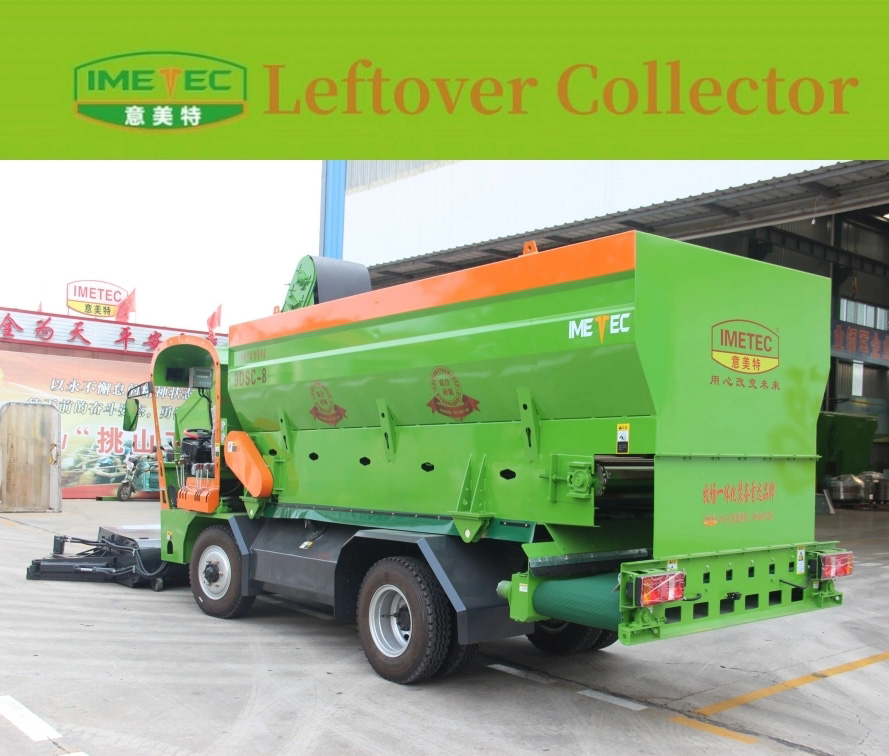 Residue collection machine with spreading